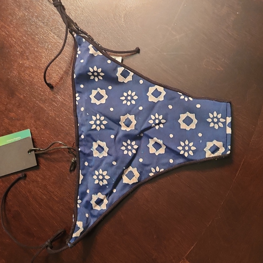 Vanessa Mooney Blue Patterned Bikini Bottom Small Size - Picture 9 of 11